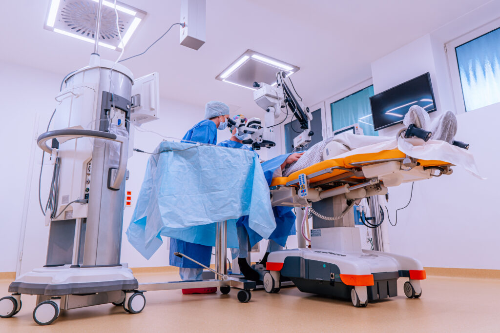 Surgery in progress in the operating theatre